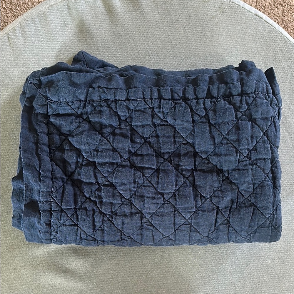 Pottery Barn Kids Blue Quilted Linen Bedding
